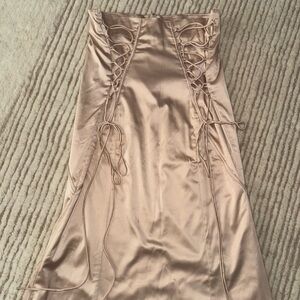 AKIRA Nude Satin Skirt